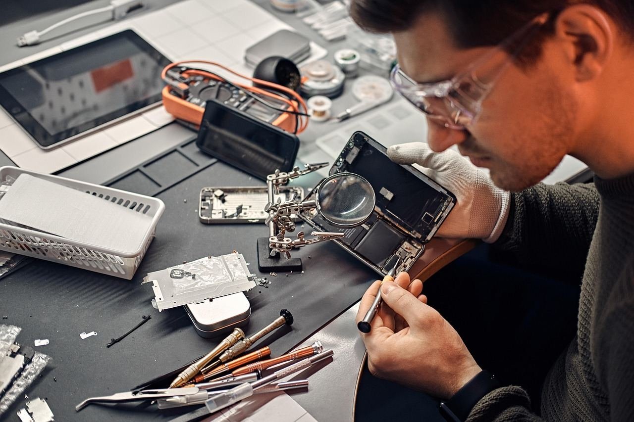 Electrical engineer at work